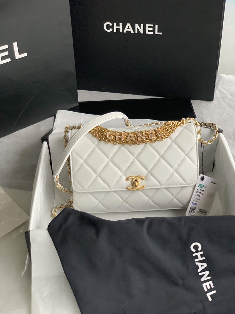 Chanel Small Flap Bag Lambskin AS3241 white - Default Title - View 2