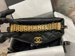 Chanel AS3242 Small Hobo Bag Lambskin Strass Gold-Tone Metal Black - Default Title - View 7