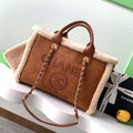 Chanel AS3257 Small Shop Suede & Gold-Tone Brown - Default Title - View 1