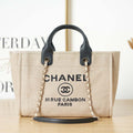 Chanel AS3257 Small Shopping Bag Mixed Fibers Calfskin & Gold-Tone Metal Beige - Default Title - View 1