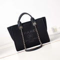 Chanel AS3257 Small Shopping Bag Mixed Fibers Calfskin & Gold-Tone Metal Black - Default Title - View 1
