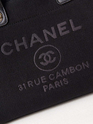 Chanel AS3257 Small Shopping Bag Mixed Fibers Calfskin & Gold-Tone Metal Black - Default Title - View 5