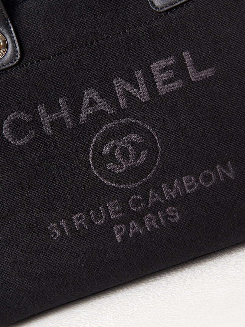 Chanel AS3257 Small Shopping Bag Mixed Fibers Calfskin & Gold-Tone Metal Black