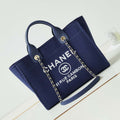 Chanel AS3257 Small Shopping Bag Mixed Fibers Calfskin & Gold-Tone Metal Blue - Default Title - View 1