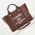 Chanel AS3257 Small Shopping Bag Mixed Fibers Calfskin & Gold-Tone Metal Brown - Default Title - View 1