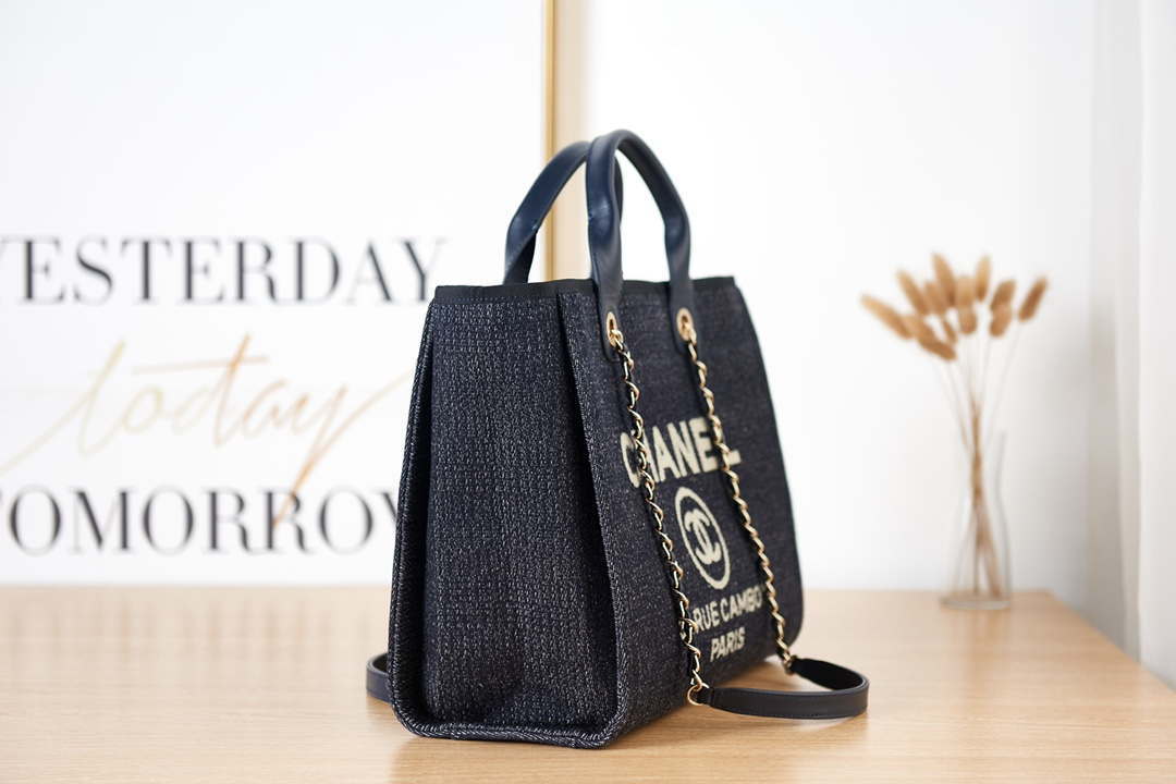 Chanel AS3257 Small Shopping Bag Mixed Fibers Calfskin & Gold-Tone Metal CC8010 - Default Title - View 3