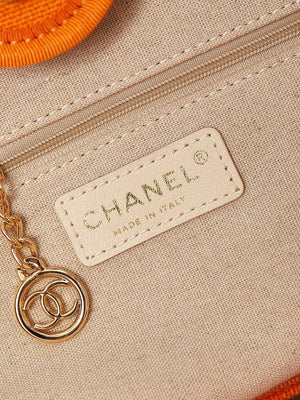 Chanel AS3257 Small Shopping Bag Mixed Fibers Calfskin & Gold-Tone Metal Orange - Default Title - View 8
