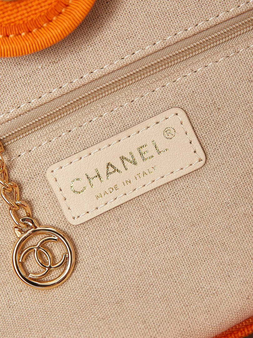 Chanel AS3257 Small Shopping Bag Mixed Fibers Calfskin & Gold-Tone Metal Orange - Default Title - View 8