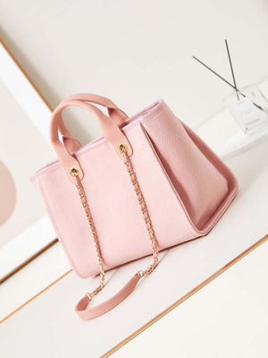 Chanel AS3257 Small Shopping Bag Mixed Fibers Calfskin & Gold-Tone Metal Pink - Default Title - View 4