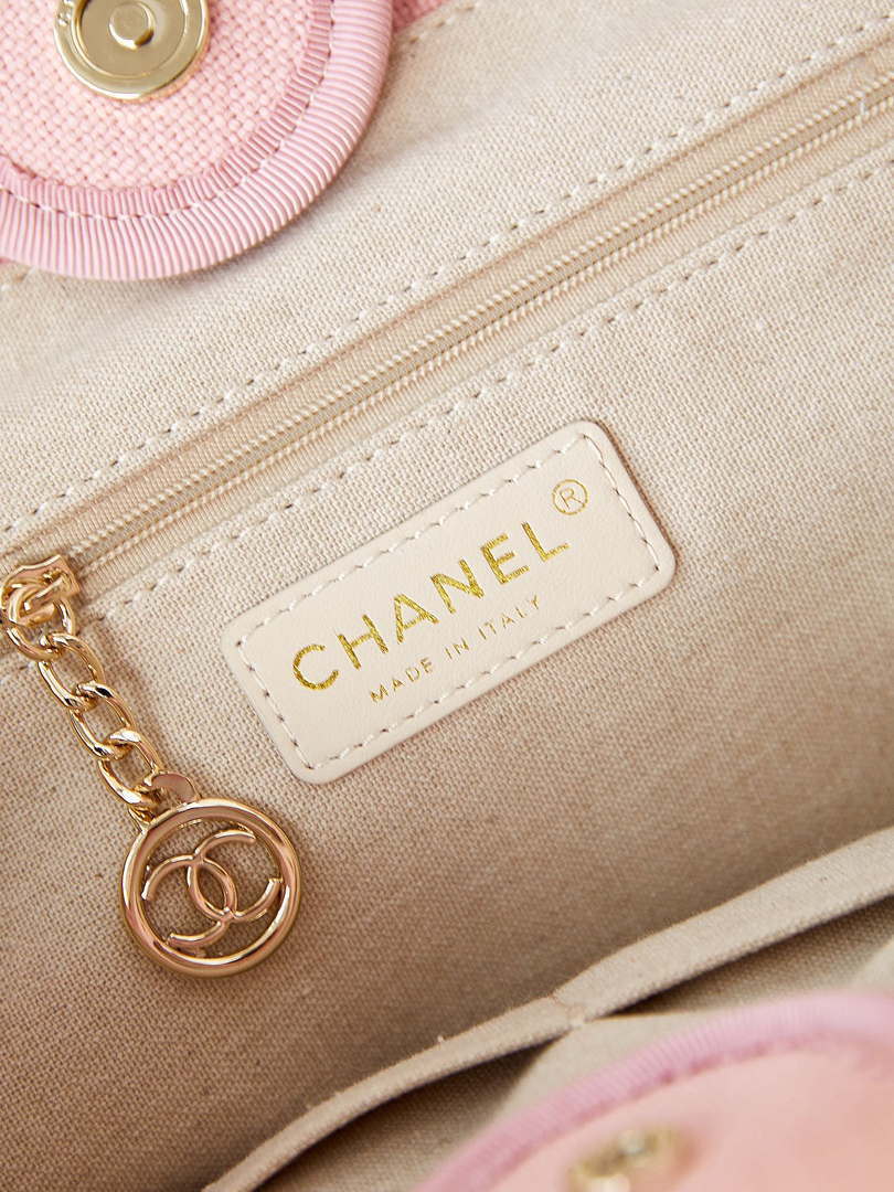 Chanel AS3257 Small Shopping Bag Mixed Fibers Calfskin & Gold-Tone Metal Pink - Default Title - View 8