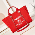 Chanel AS3257 Small Shopping Bag Mixed Fibers Calfskin & Gold-Tone Metal Red - Default Title - View 1