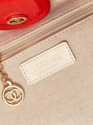 Chanel AS3257 Small Shopping Bag Mixed Fibers Calfskin & Gold-Tone Metal Red - Default Title - View 8