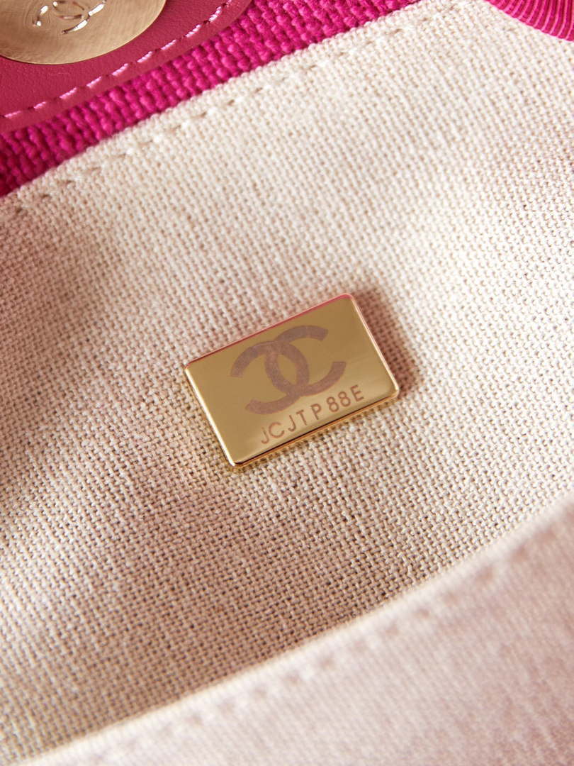 Chanel AS3257 Small Shopping Bag Mixed Fibers Calfskin & Gold-Tone Metal Rose Red - Default Title - View 8