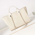 Chanel AS3257 Small Shopping Bag Mixed Fibers Calfskin & Gold-Tone Metal White - Default Title - View 1