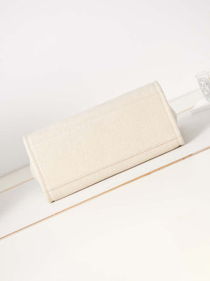 Chanel AS3257 Small Shopping Bag Mixed Fibers Calfskin & Gold-Tone Metal White - Default Title - View 6