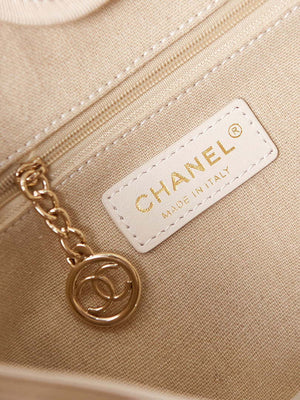 Chanel AS3257 Small Shopping Bag Mixed Fibers Calfskin & Gold-Tone Metal White - Default Title - View 8