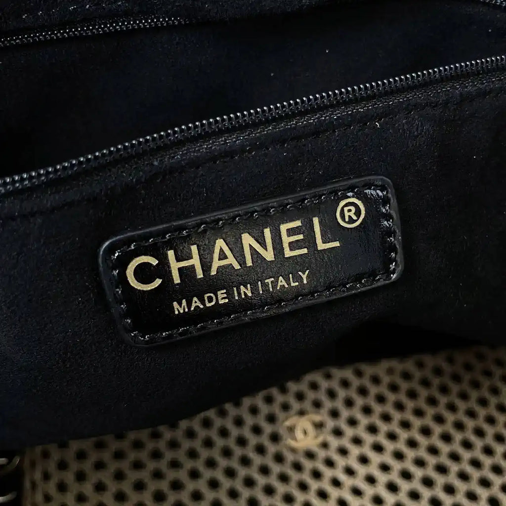 Chanel AS3257 Small Shopping Bag Raffia  Beige & Black
