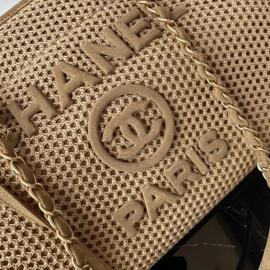 Chanel AS3257 Small Shopping Bag Raffia Beige