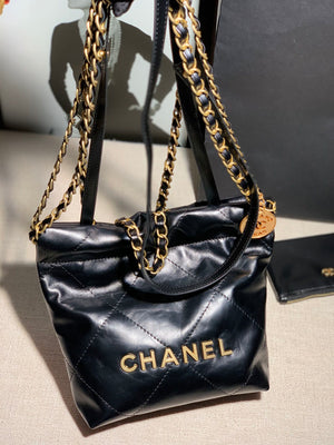 Chanel AS3260 22 Mini Handbag Calfskin Black with Gold A85 - Default Title - View 1