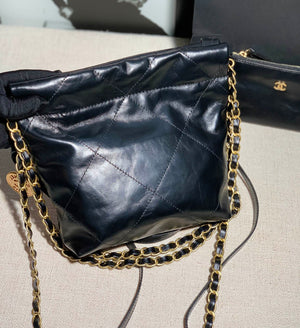 Chanel AS3260 22 Mini Handbag Calfskin Black with Gold A85 - Default Title - View 2