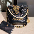 Chanel AS3260 22 Mini Handbag Calfskin Pearl Chain Black with Gold A90 - Default Title - View 1