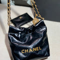 Chanel AS3260 22 Mini Handbag Shiny Calfskin Black with Gold A86 - Default Title - View 1