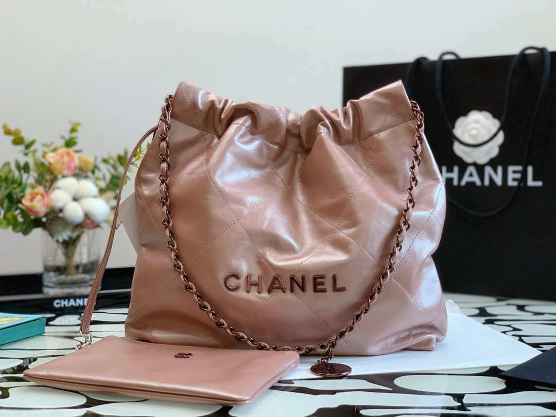 Chanel AS3260 22 Small Handbag Metallic Calfskin Pink Metal - Default Title - View 2