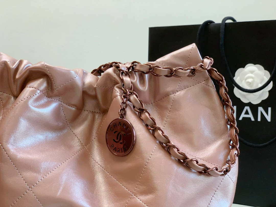 Chanel AS3260 22 Small Handbag Metallic Calfskin Pink Metal - Default Title - View 3