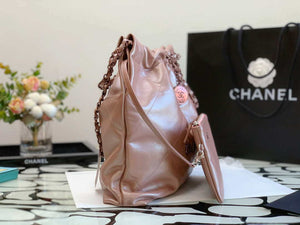 Chanel AS3260 22 Small Handbag Metallic Calfskin Pink Metal - Default Title - View 4