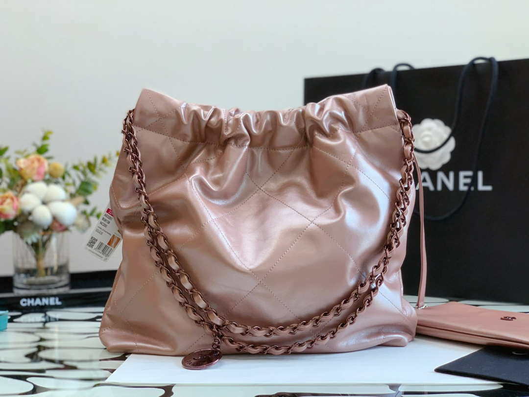 Chanel AS3260 22 Small Handbag Metallic Calfskin Pink Metal - Default Title - View 8