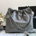 Chanel AS3260 22 Small Handbag Metallic Calfskin Gray Metal - Default Title - View 1