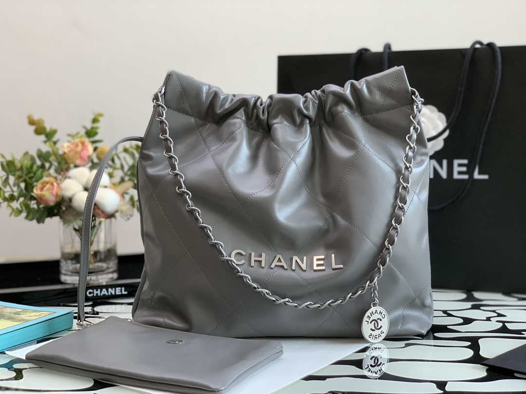 Chanel AS3260 22 Small Handbag Metallic Calfskin Gray Metal - Default Title - View 2