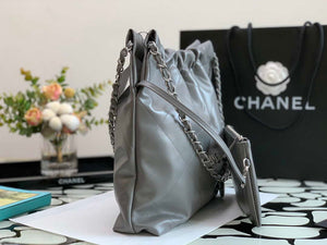 Chanel AS3260 22 Small Handbag Metallic Calfskin Gray Metal - Default Title - View 5