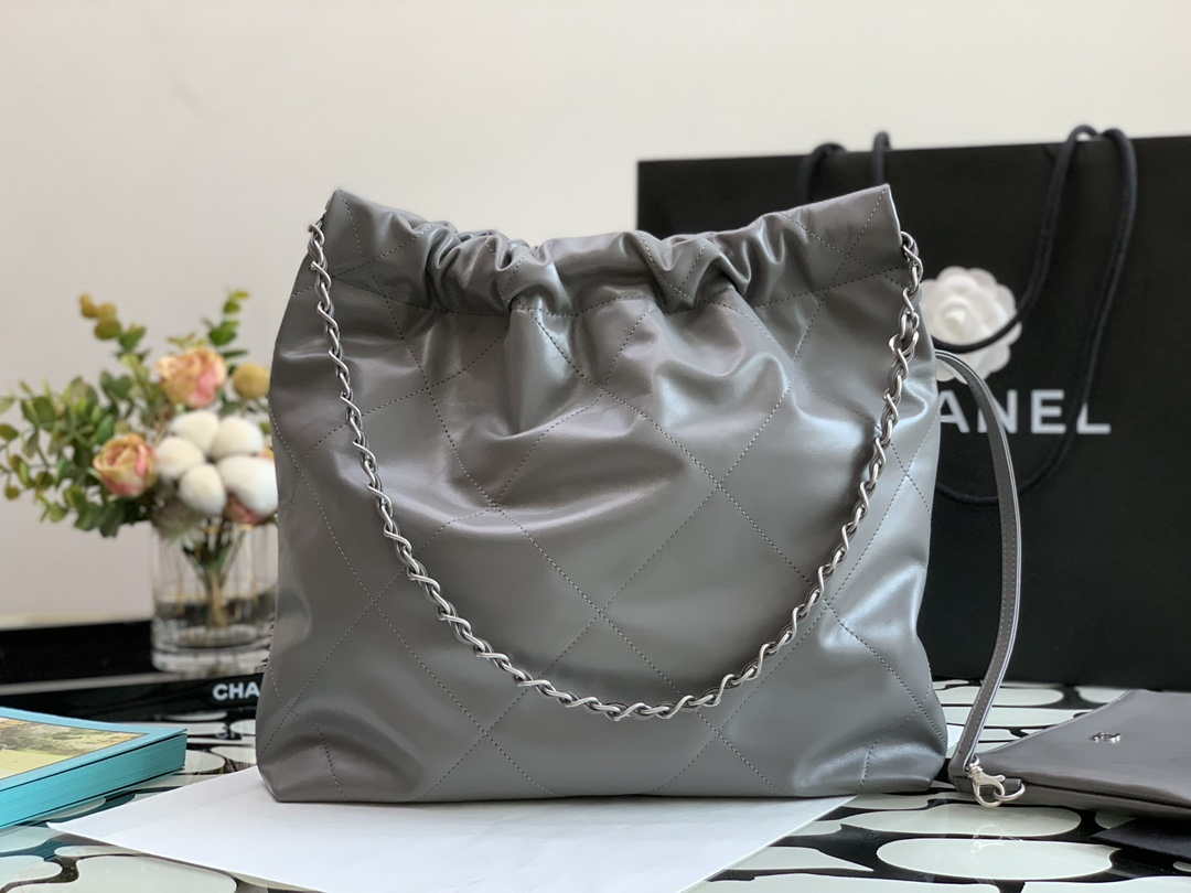 Chanel AS3260 22 Small Handbag Metallic Calfskin Gray Metal - Default Title - View 7