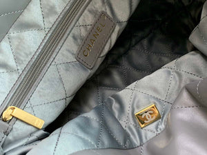 Chanel AS3260 22 Small Handbag Metallic Calfskin Gray Metal With logo Gold - Default Title - View 9