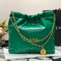 Chanel AS3260 22 Small Handbag Shiny Calfskin Green Gold Metal - Default Title - View 1
