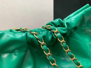 Chanel AS3260 22 Small Handbag Shiny Calfskin Green Gold Metal - Default Title - View 4
