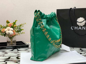Chanel AS3260 22 Small Handbag Shiny Calfskin Green Gold Metal - Default Title - View 7