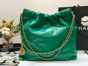 Chanel AS3260 22 Small Handbag Shiny Calfskin Green Gold Metal - Default Title - View 8