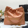 Chanel AS3260 22 Small Handbag Shiny Calfskin Camel Gold Metal - Default Title - View 1