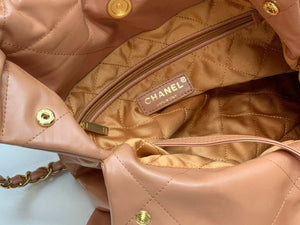 Chanel AS3260 22 Small Handbag Shiny Calfskin Camel Gold Metal - Default Title - View 8