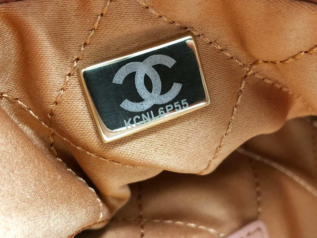 Chanel AS3260 22 Small Handbag Shiny Calfskin Camel Gold Metal - Default Title - View 9