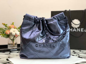 Chanel AS3260 22 Small Handbag Metallic Calfskin Blue Metal - Default Title - View 2