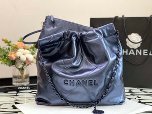Chanel AS3260 22 Small Handbag Metallic Calfskin Blue Metal - Default Title - View 3