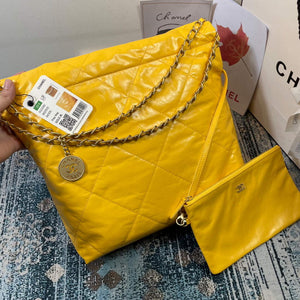Chanel AS3260 22 Small Handbag Shiny Calfskin Yellow Gold - Default Title - View 4