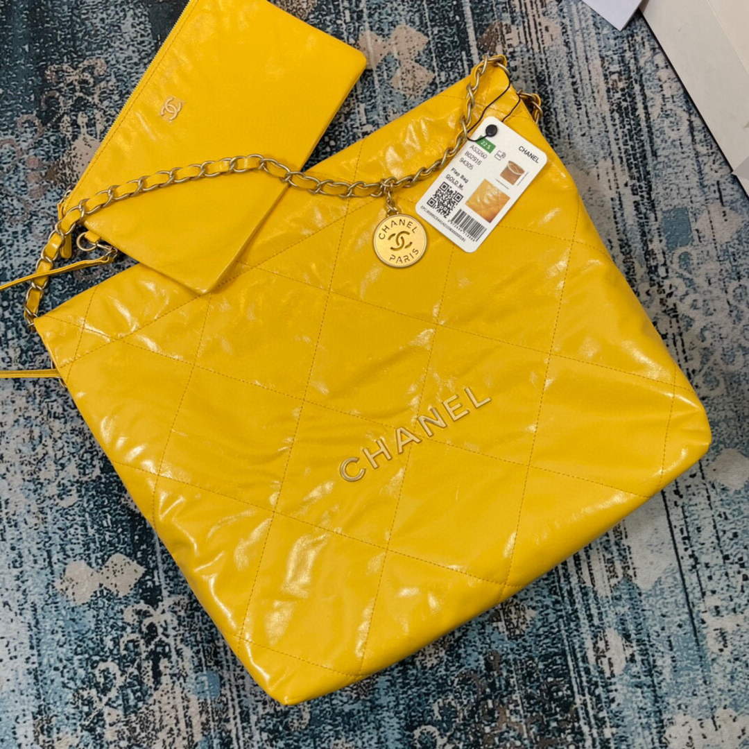Chanel AS3260 22 Small Handbag Shiny Calfskin Yellow Gold - Default Title - View 7