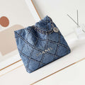 Chanel AS3260 22 Small Handbag Silver Tone-Metal Canvas Blue Denim - Default Title - View 1