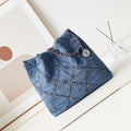 Chanel AS3261 22 bag Silver Tone-Metal Canvas Blue Denim - Default Title - View 1