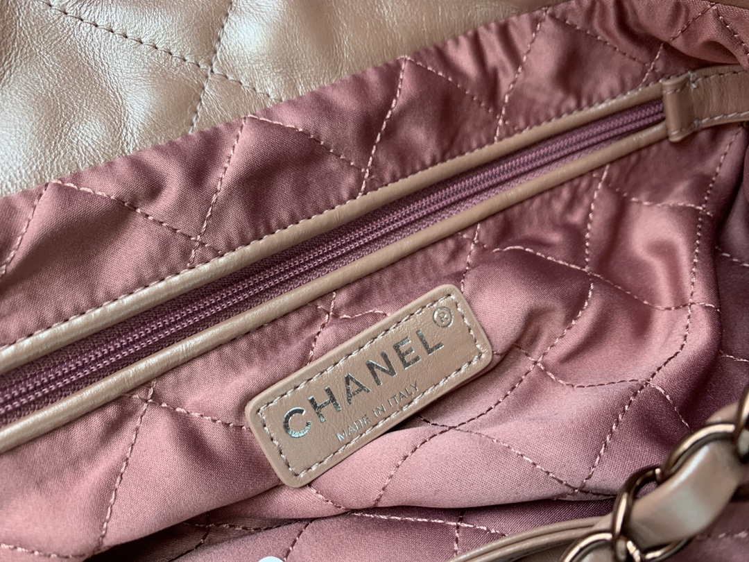 Chanel 22 Handbag Shiny Calfskin AS3261 Pink Gold Metal - Default Title - View 9