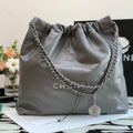 Chanel 22 Handbag Metallic Calfskin AS3261 Gray Metal - Default Title - View 1